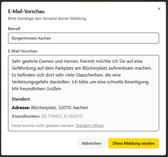 Screenshot der E-Mail-Vorschau mit Beispielinhalt